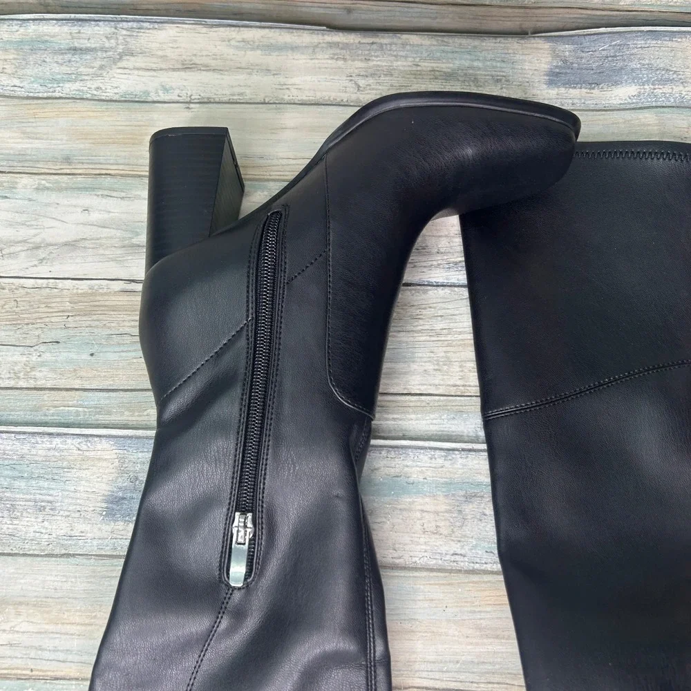 Marc Fisher Boots Denki 2 Womens Over The Knee  Black Faux Leather‎ Size 6